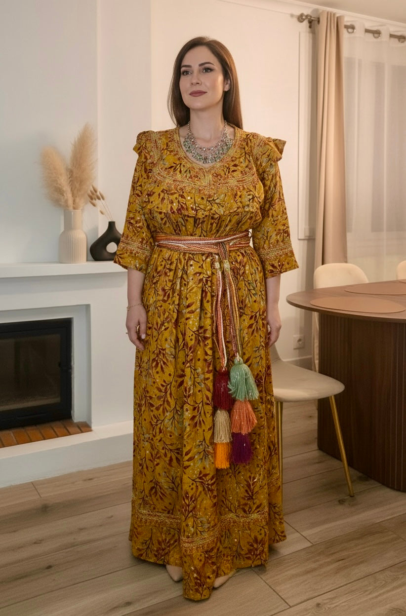 Robe kabyle traditionnelle fleurie – grande taille