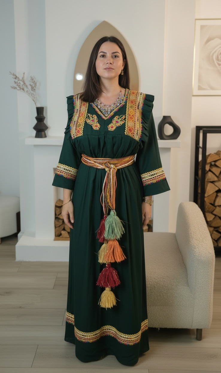 Robe kabyle verte – simple et élégante pour toutes les occasions