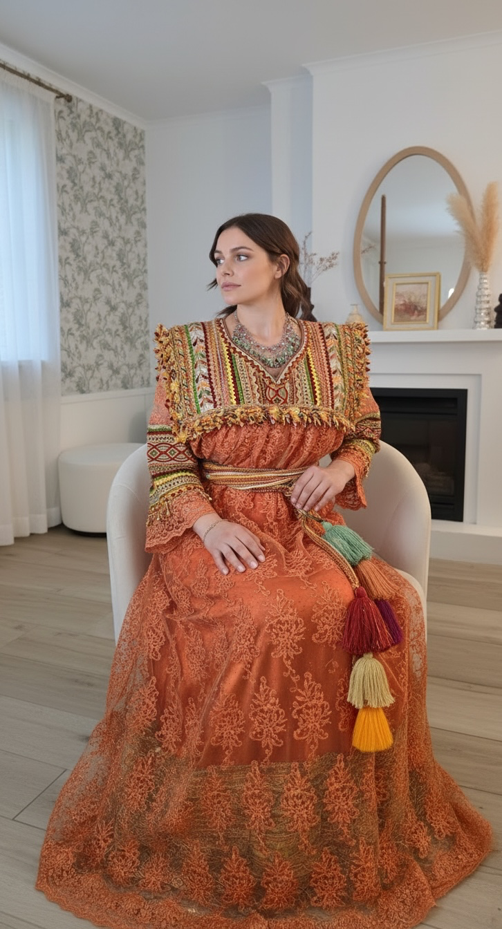 Robe kabyle Lyna dentelle - Robe élégante pour mariage