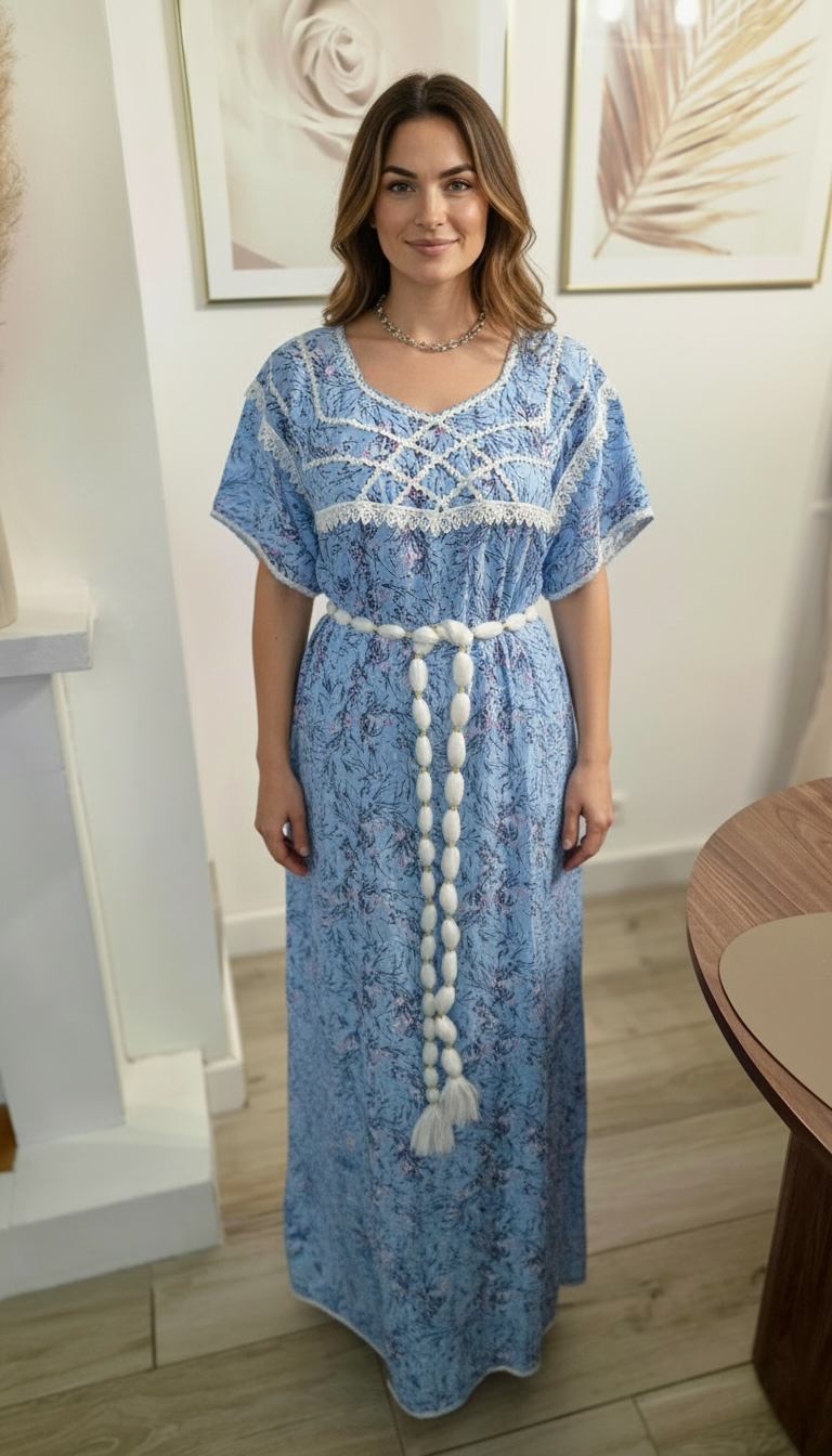 Robe kabyle fluide manches courtes