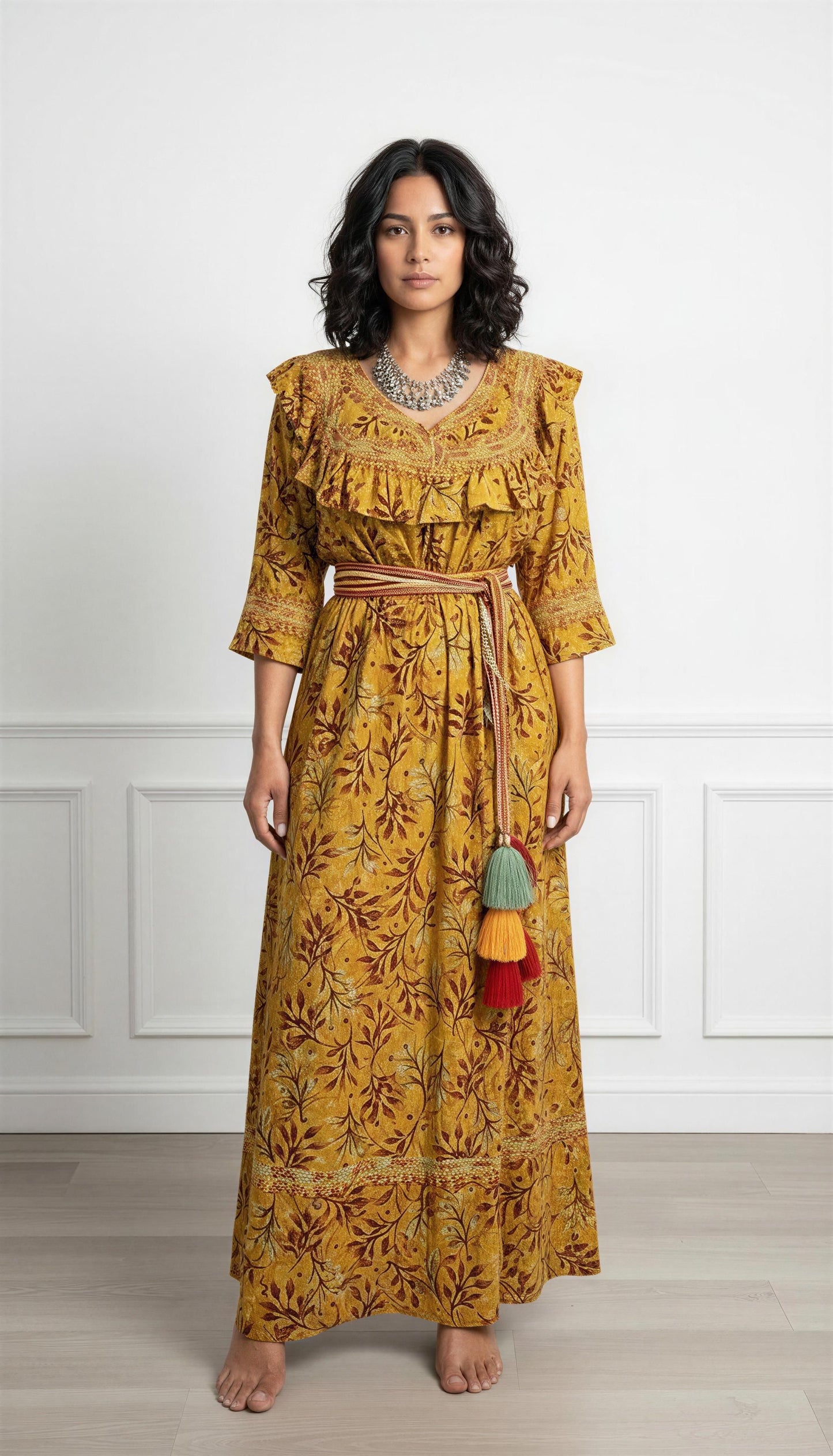 Robe kabyle traditionnelle fleurie – grande taille