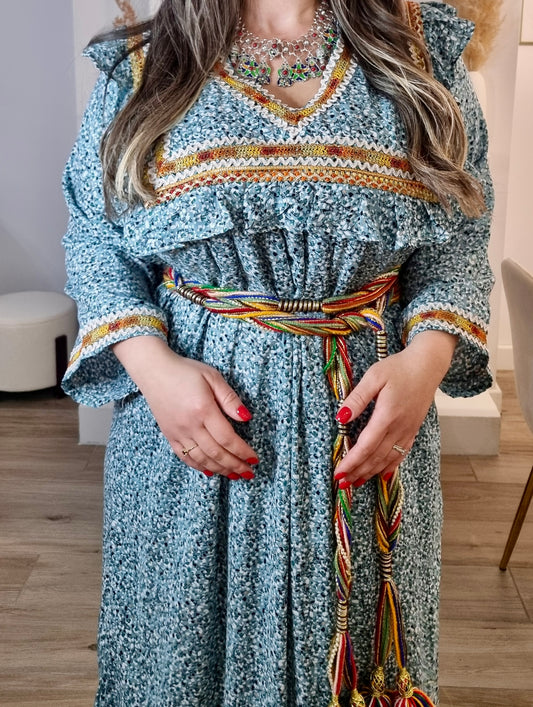 Robe kabyle bleu et doré simple 