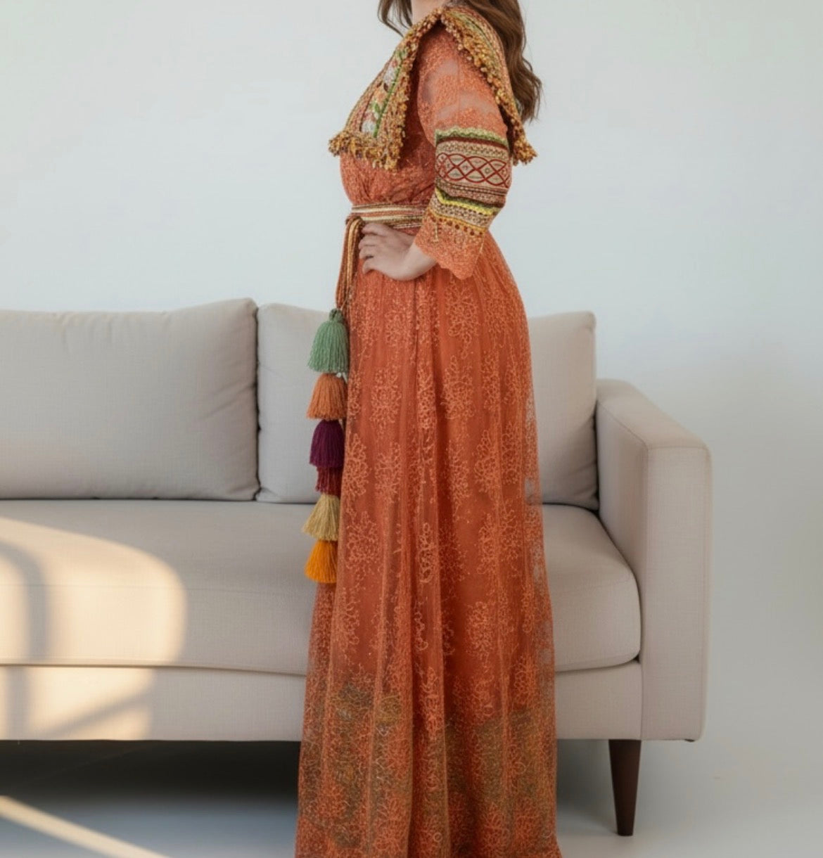 Robe kabyle Lyna dentelle - Robe élégante pour mariage