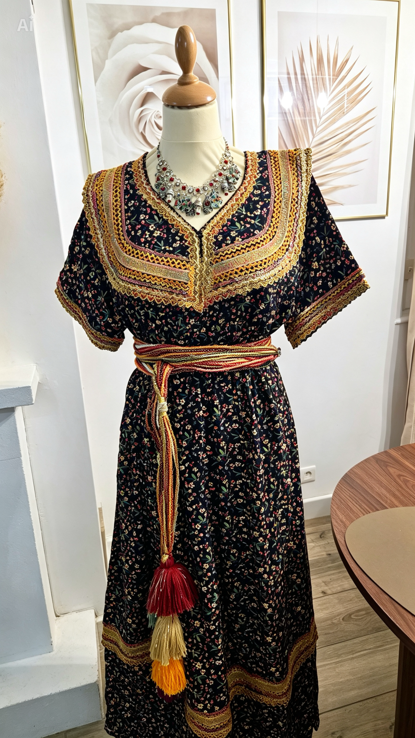 Robe kabyle grande taille 44 avec broderies kabyles traditionnelles 