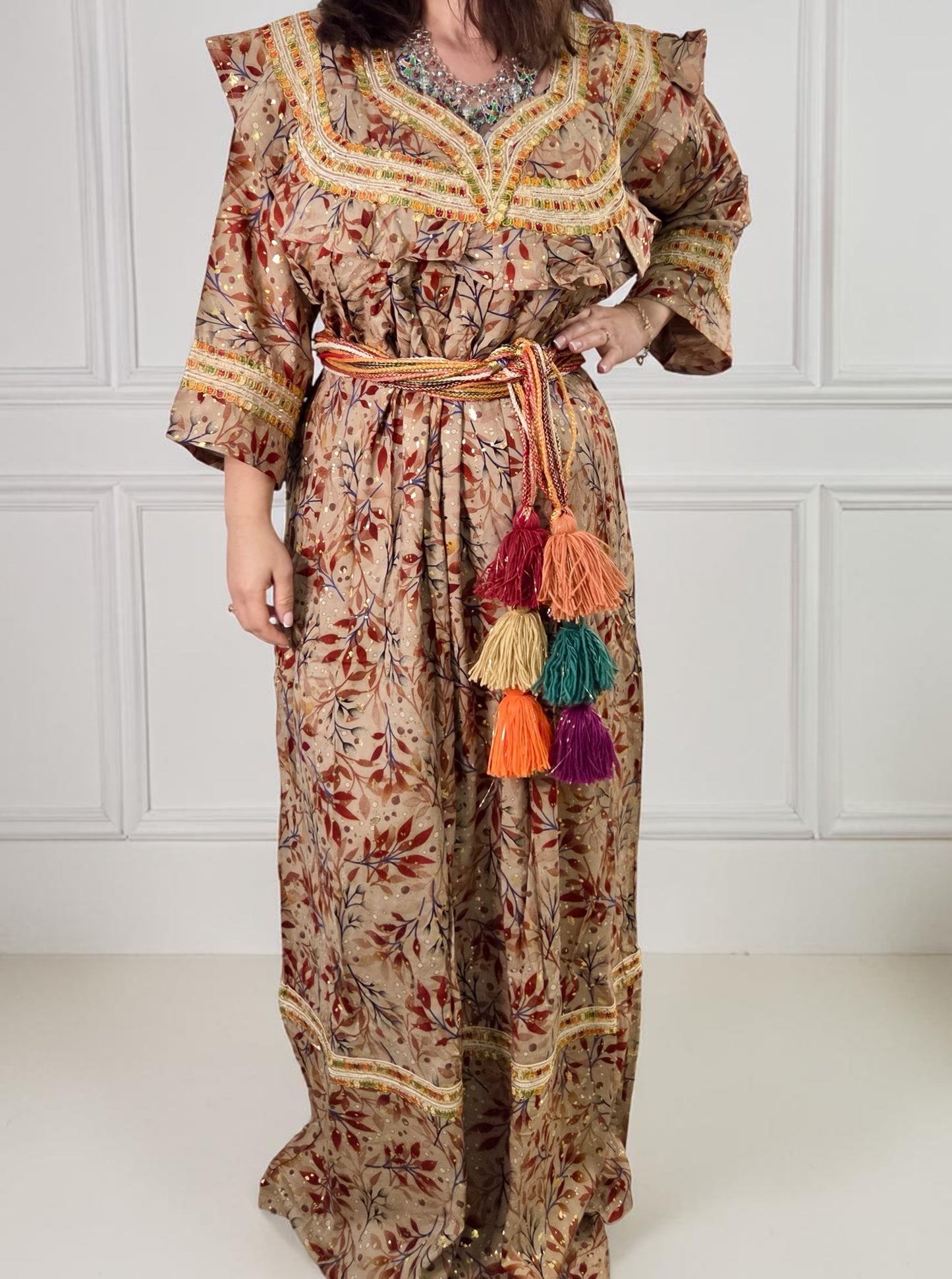 Robe kabyle traditionnelle fleurie – grande taille