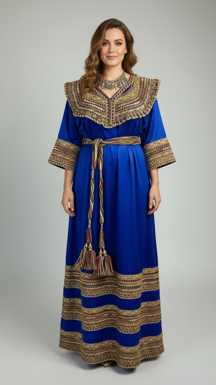 Robe kabyle invite mariage bleu grande taille 