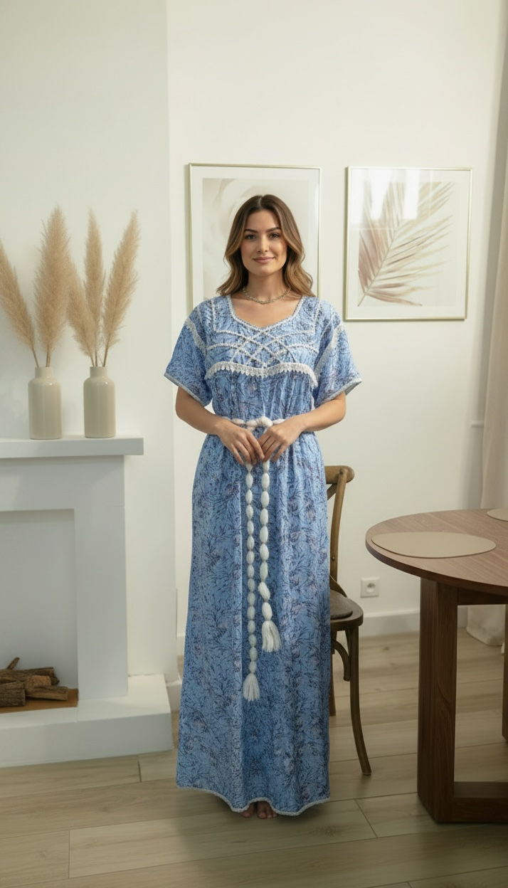 Robe kabyle à fleurs pour la maison robe kabyle simple
