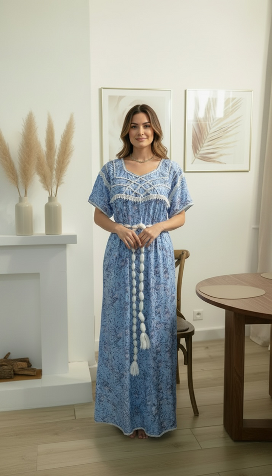 Robe kabyle à fleurs pour la maison robe kabyle simple
