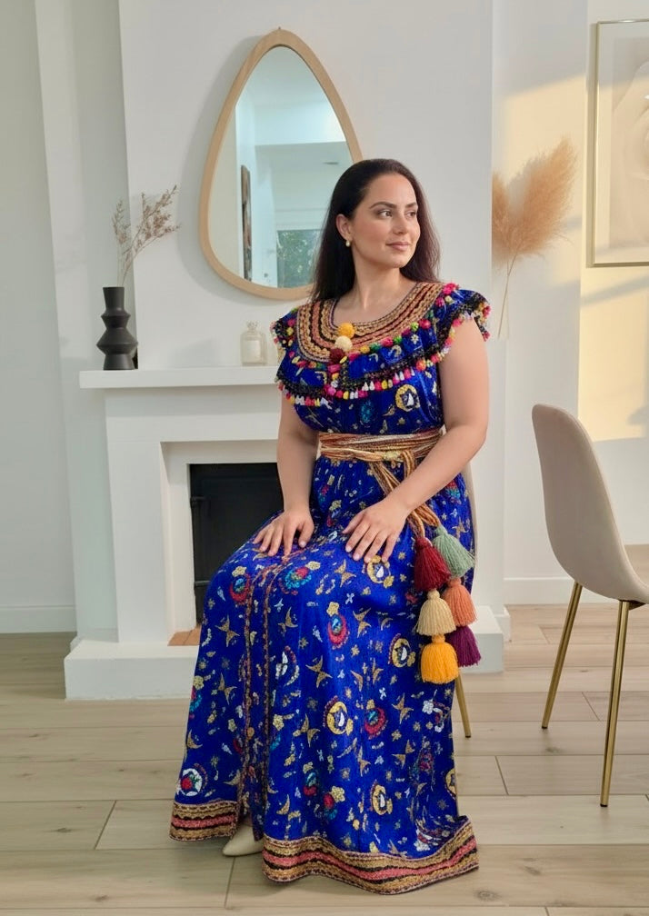 Robe kabyle d’été bleue légère et confortable pour tous les jours
